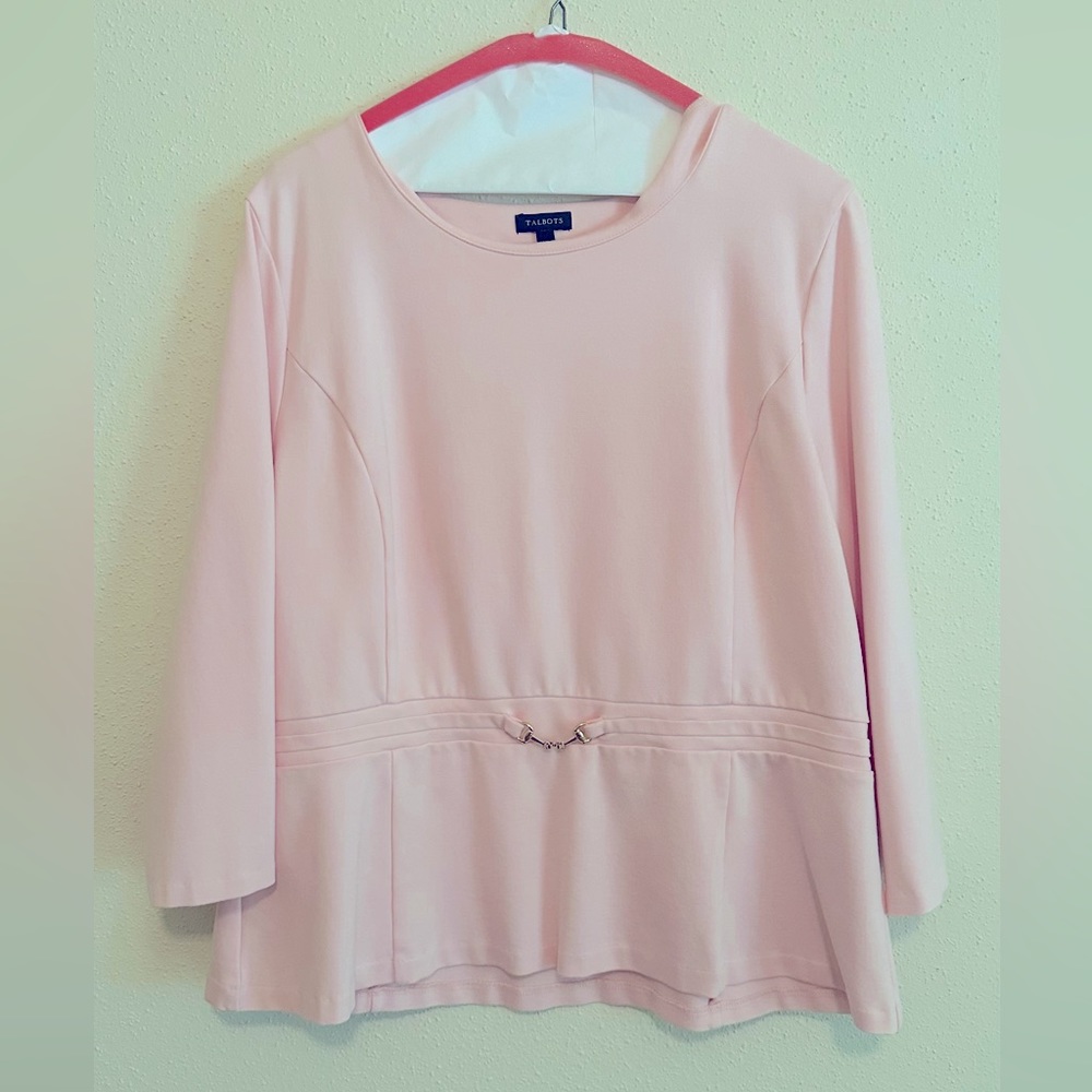 EUC Talbots Peplum Top with metal buckle, XL